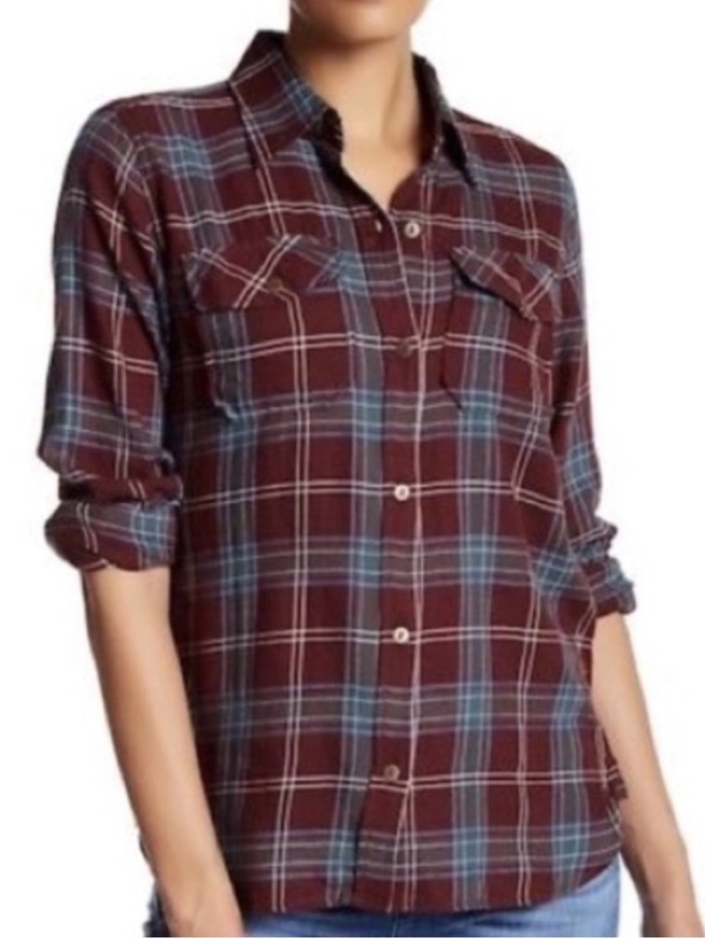 Current/Elliott The Perfect Shirt Lincoln Plaid Button-Down Shirt